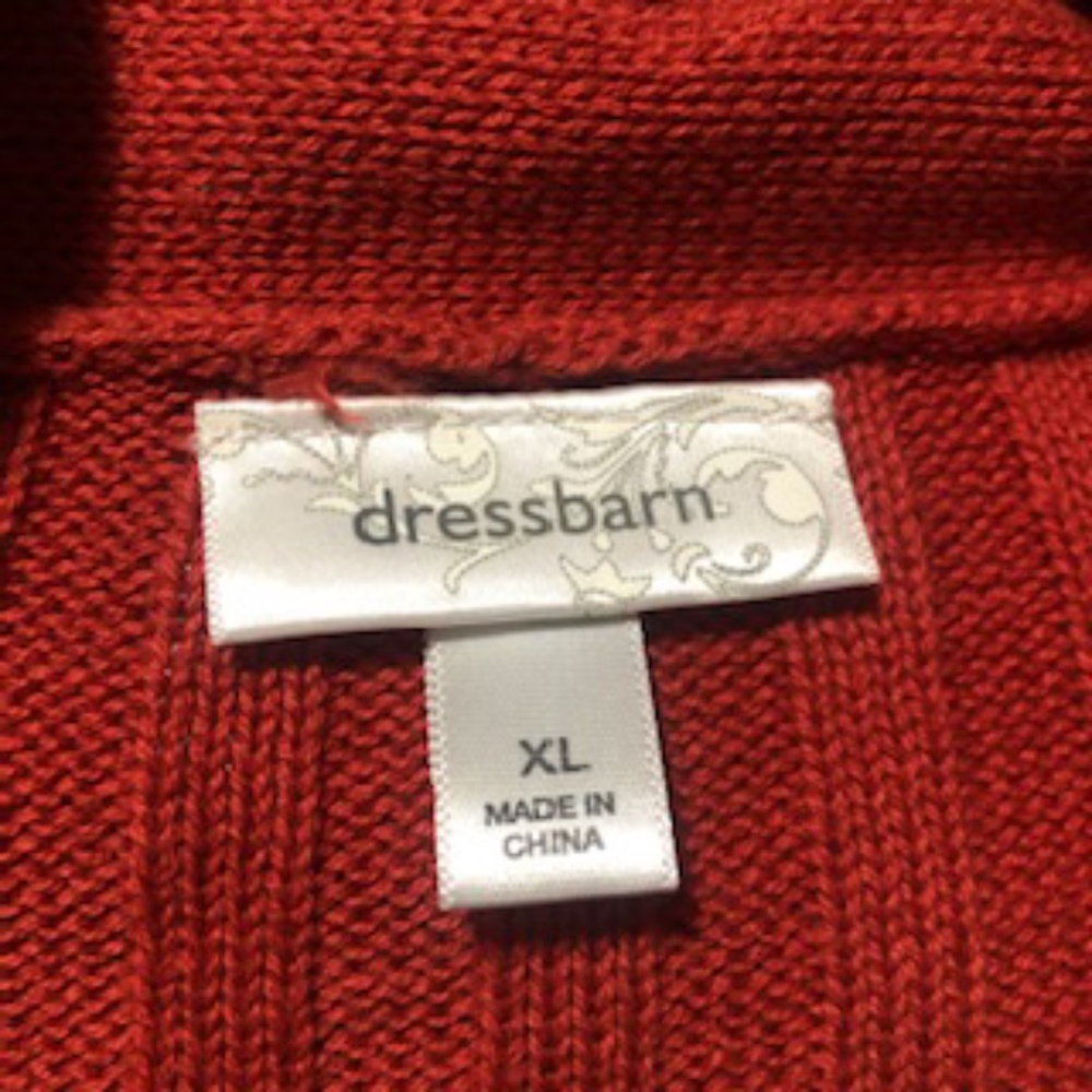 Women's Open Front Ribbed Cardigan Sweater - Rust - Picture 4 of 7